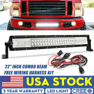 For 08-2010 Ford F250 F350 Lower Bumper  22  LED Light Bar 3 Row Combo W/ Wiring • $45.99