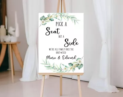 Personalised A2 Pick A Seat Not A Side Wedding Sign | Acrylic Sign | Foam Board • £28.99