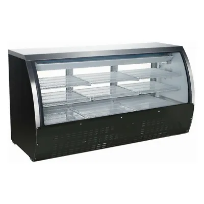 PEAKCOLD 82  Curved Glass Refrigerated Deli Case; Black Meat Or Seafood Showcase • $3295