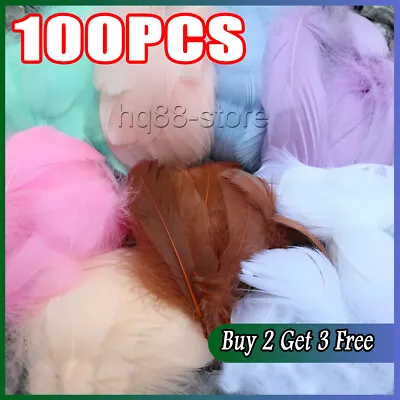 100 Small Fluffy Swan Feathers 4-8cm Card Making Crafts & Bubble Balloons Dercor • £2.93