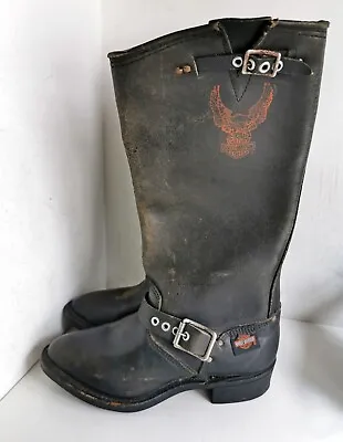 Harley Davidson Black Leather Women's Riding Boots Newly Resoled Size 5? (c685) • $130