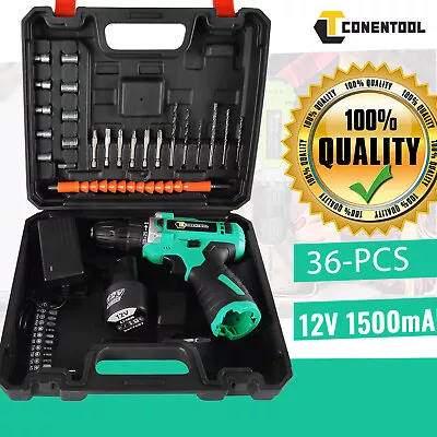 36Pcs 12V Cordless Drill Driver Set Li-Ion 2*Battery Electric Screwdriver Combi • £22.99