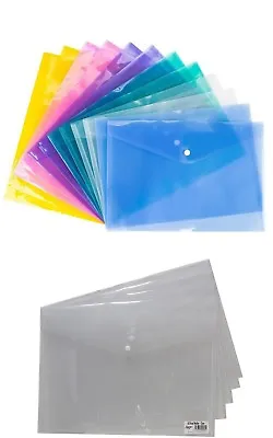 Clear/Colour Stud Wallet File Folder A4/A5 Plastic Document Holder Popper Wallet • £69.90