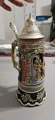 Germany Lidded Beer Stein 9  Musical Box Ceramic Vintage   • $18.99