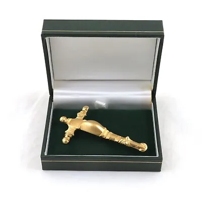 Vintage Sword Brooch Cruciform Museum Reproduction Gold Tone • $45