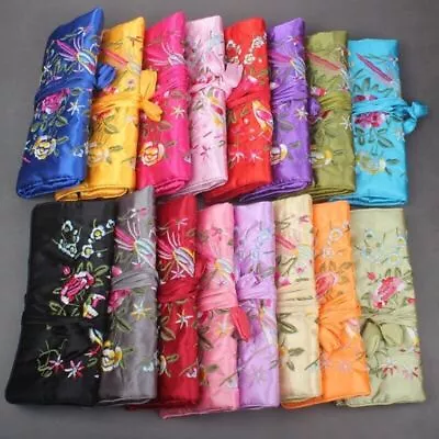 Women Jewelry Roll Travel Storage Hand-Embroidery Satin Bag Silk Packaging 5pcs  • $18.71