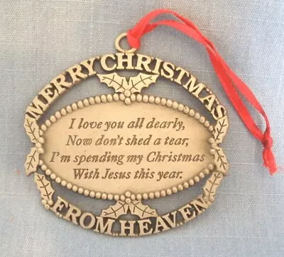 Merry Christmas From Heaven~pewter Ornament~john W. Mooney Jr~3 ~1990~vintage • $14.99