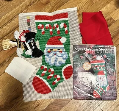 VTG  BERNAT Santa Christmas Stocking Kit Mostly Complete 1977 • $21.99