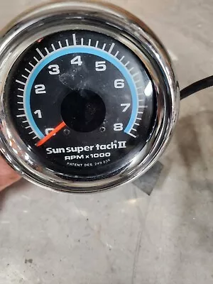 Vintage Sun Super Tach 2 RPM Tachometer 1960s 70s 8CYL 12V Hot Rod W Mount • $89.99