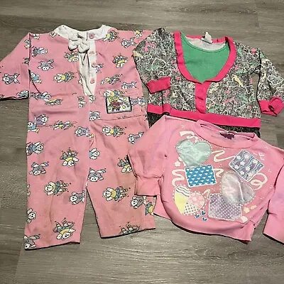 Vintage 80s 90s Kids Clothing Lot Of 3 Mixed Sizes Girl Pink • $19.99