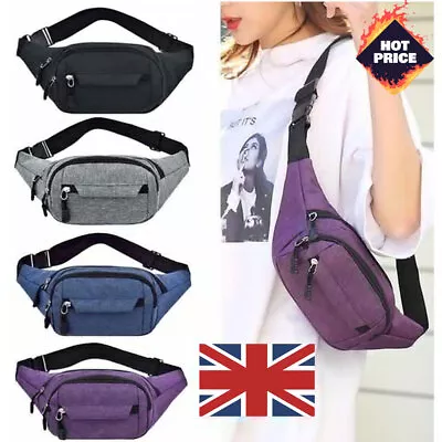 Waist Bum Bag Women Men Fanny Pack Holiday Travel Money Belt Zip Pouch Wallet UK • £4.79