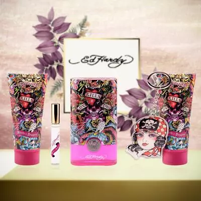 ED HARDY By Christian Audigier Hearts & Daggers Incl 100ml EDP Women's Perfume Set • £21.58