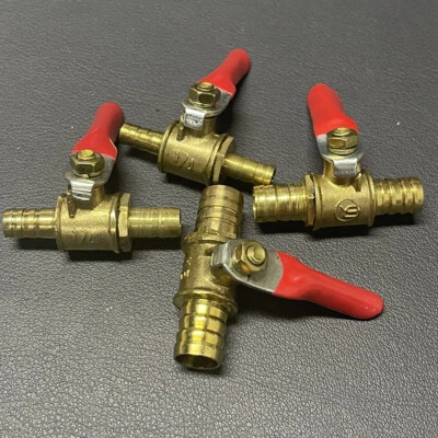 £2.86 • Buy Brass Red Lever Handle Shut-off Ball Valve BSP Hose Barb Inline Line Water Gas Z