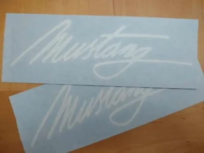 FORD MUSTANG DECAL CURSIVE SCRIPT LOGO 9  X 3     2 Pack !   WHITE !!!!!!! • $5