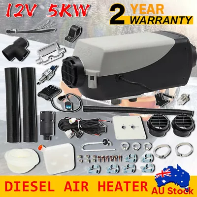 12V 5KW Diesel Air Heater Tank Remote Control Thermostat Caravan Motorhome RV OZ • $112