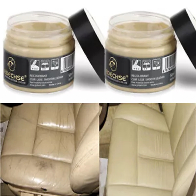 2 X Leather Recoloring Balm Beige Leather Color Restorer Conditioner Repair Kit • $14.28