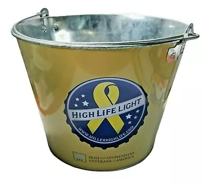 Miller High Life Light Beer Ice Bucket 5 Qt Galvanized 7 1/4  Tall • $14.95