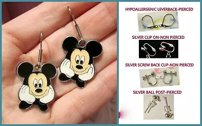 Mickey Mouse Earrings / Necklace *OPTIONS* Hypoallergenic OR Clip On • $7.85
