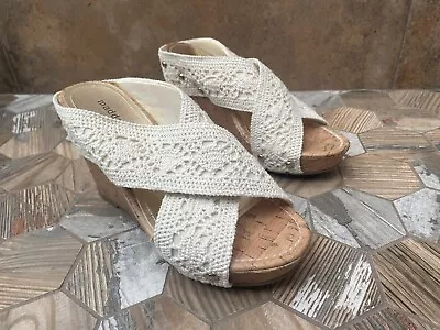 Madden Girl NAUTIC Platform Wedge High Heel Sandals Crochet Natural Size 6.5 • $9.99