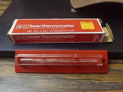 Vintage Red Flash B-D Glass Oral Fever Thermometer TR105 Beckton Dickinson • $39.99