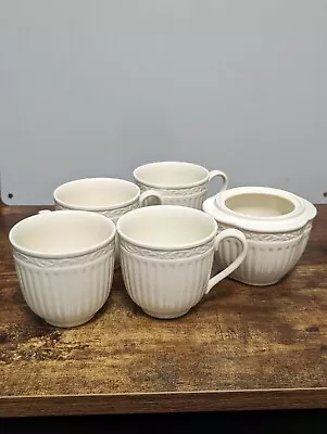 Mikasa Italian Countryside Tea Cups DD900 Set Of 4 With Sugar Bowl Missing Lid • $25