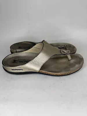 Mephisto Agacia Womens Size EU 37 US 7 Bronze Leather T Strap Flip Flop Sandals • $31.96