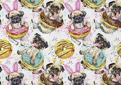 £10.99 • Buy A1 Awesome Pug In A Donut Sprinkle Poster Art Print 60 X 90cm 180gsm Gift #14980