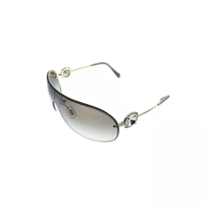 New Miu Miu MU 67US VN5O Silver Metal Shield Sunglasses Grey Mirror Lens • $119