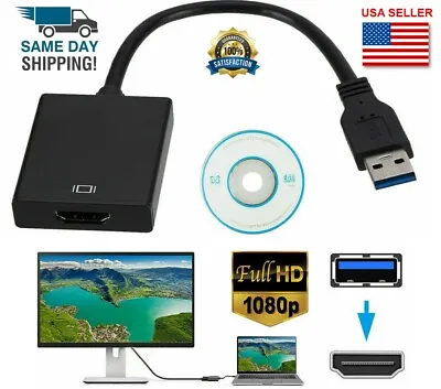 HD 1080P USB 3.0 To HDMI Video Cable Adapter For PC Laptop HDTV LCD TV Converter • $10.35