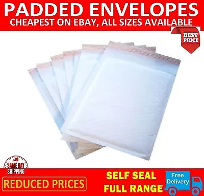 £4.19 • Buy White Padded Bubble Envelopes Bags Postal Wrap - All Sizes - Various Quantites