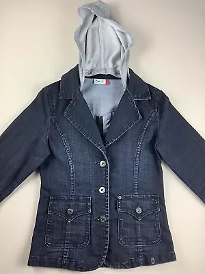 Denim Jacket With Detachable Hood Size 36 • £14.99