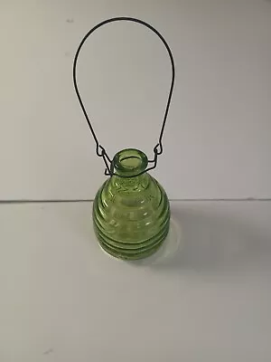 Swinging Lime Green Glass Wasp Bee Or Insect Fly Trap Vintage Missing Cork Lid  • $11.69