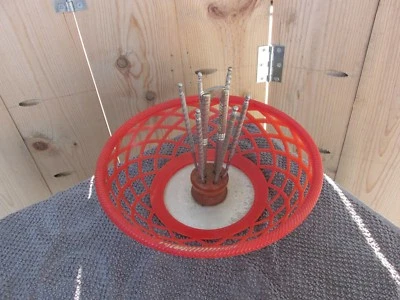 $8.95 • Buy Vintage Nut Cracker Set Plastic Bowl Red Plastic Woven, 1 Crackers And 6 Picks 