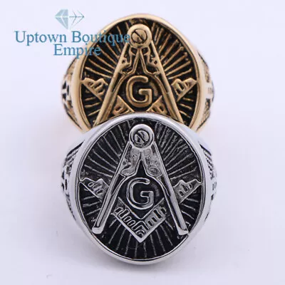 Oval Masonic Mason Freemason  Men's Stainless Steel Ring Size:8-13 #AJH • $16.99