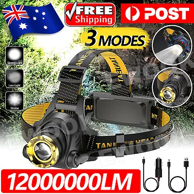 12000000lm LED Headlamp USB Rechargeable Headlight Head Torch Lamp Flashlight • $13.95