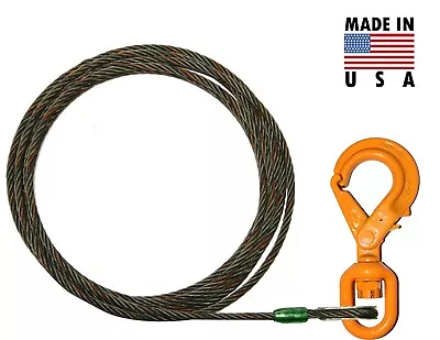 1/2  X 100' Steel Core Wire Rope Winch Line Wrecker Cable Self Locking Hook Tow • $149.95