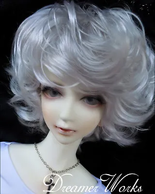 Mini Collection MSD 1/47-8inch SD BJD Doll Silver Short Curling Hair Wig • $19.94