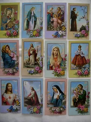 $18 • Buy Gorgeous Lot 12 Vintage Catholic Religious HOLY CARDS Saints Roses Gold Edge#S17