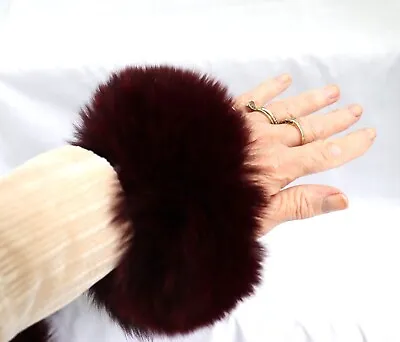 Surell Burgundy Color Genuine Fur Cuffs For Wrist ~ New No Tag • $34.99