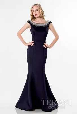 Terani Couture Beaded Open Back Gown (size 4) • $199.99