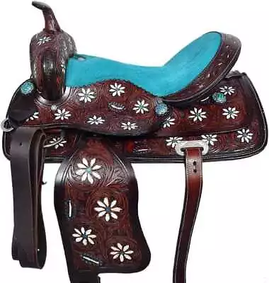 Western Deep Padded Black Leather Horse Saddle Size 13  To 18  Inch Seat • $450