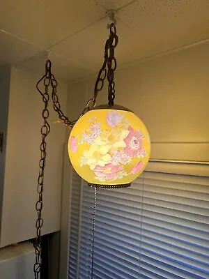 Vintage Hand Painted Hanging Globe Lamp - Gone With The Wind- Working Condition • $140