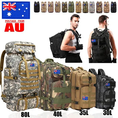 $44.99 • Buy 30/40L/80L Military Tactical Backpack Rucksack Hiking Camping Bag Outdoor Sports