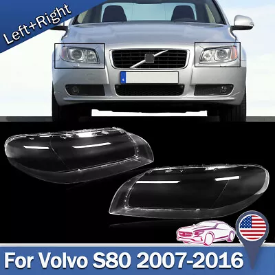 Pair Front Headlight Lens Cover Transparent LH&RH For Volvo S80 S80L 2007-2016 • $142.48
