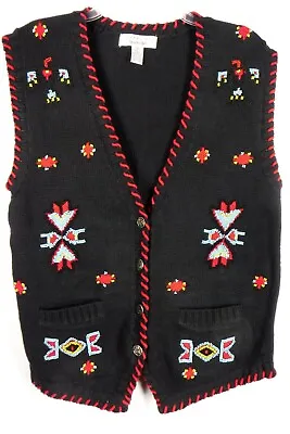 Vintage Cambridge Sports Club Southwest Native American Beaded Sweater Vest S • $19.99