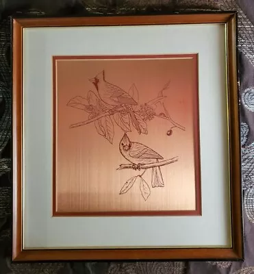 $95 • Buy Audubon's  The Cardinals  Copper Etching By Paul Kennedy12.5 X13.5  Framed