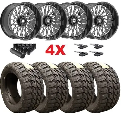 Fa08 Gloss Black Wheels Rims Tires Mt Package Ford 33 12.50 20 20x12 • $2695