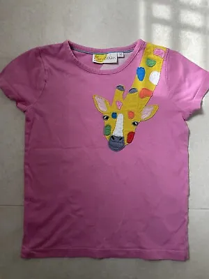 Mini Boden Pink Giraffe Tee Shirt Cotton Girl 5-6 Yrs Applique • $18.99