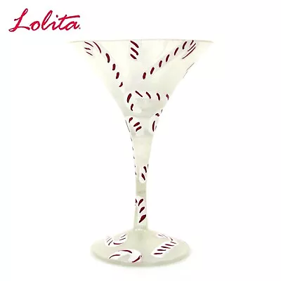 Lolita PEPPERMINTINI 7oz Martini Glass Candy Cane Hand Painted MIB GLS4-5520F • £38.56