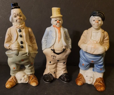 $19.95 • Buy 3 Vintage Artmark Creepy Ceramic Clown Figurine Extra Head Face 7 1/4 